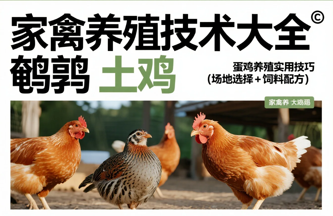 家禽养殖技术大全｜鹌鹑 土鸡 蛋鸡养殖实用技巧（场地选择+饲料配方）