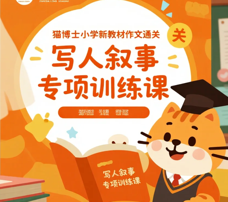【教程】猫博士小学新教材作文通关，写人叙事专项训练课 mp4 [4.3GB]