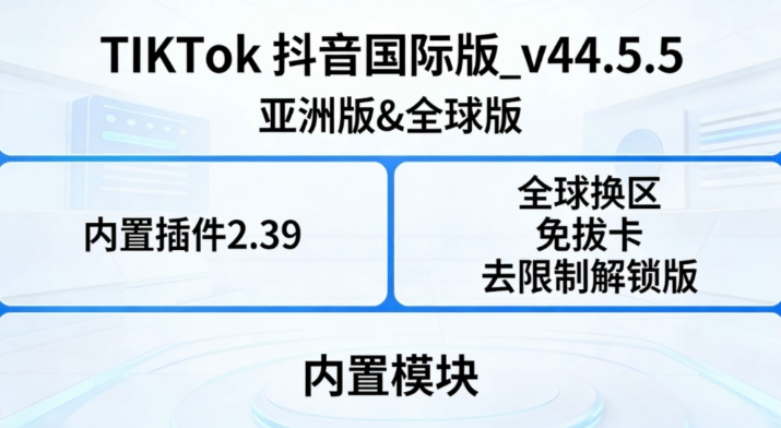 【安卓】TikTok 抖音国际版 v44.5.5 (全球版｜免拔卡 ) 无限制解锁版 [2.4G]
