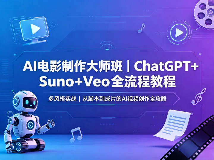 AI 电影制作全攻略|ChatGPT+Suno+Veo+CapCut 工具链教学【2.1GB】 AI 电影制作全攻略|ChatGPT+Suno+Veo+CapCut 工具链教学【2.1GB】